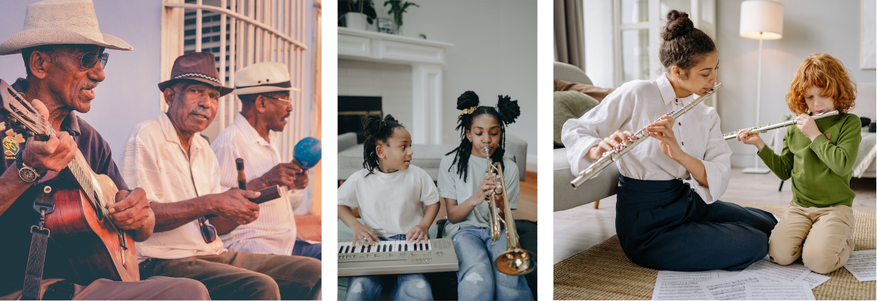 pessoas de varias idades tocando